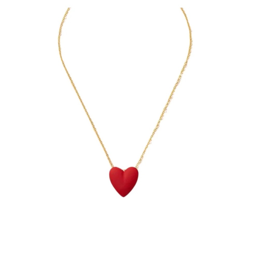 Gold Plated Red Heart Pendant Necklace - Picture 4 of 6